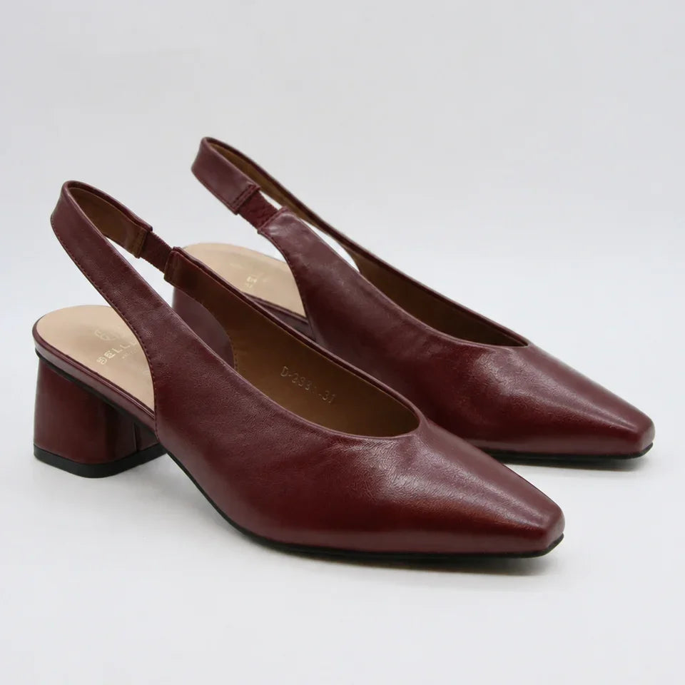 Escarpins slingback bordeaux femme à talon bloc ANDREY