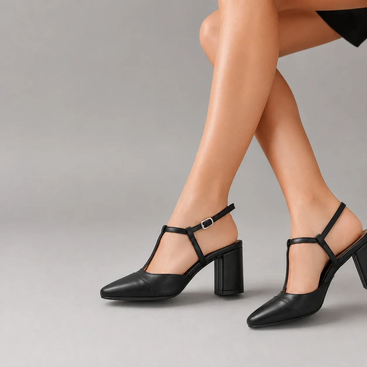 Escarpins slingback noirs femme à talon bloc ANDREY