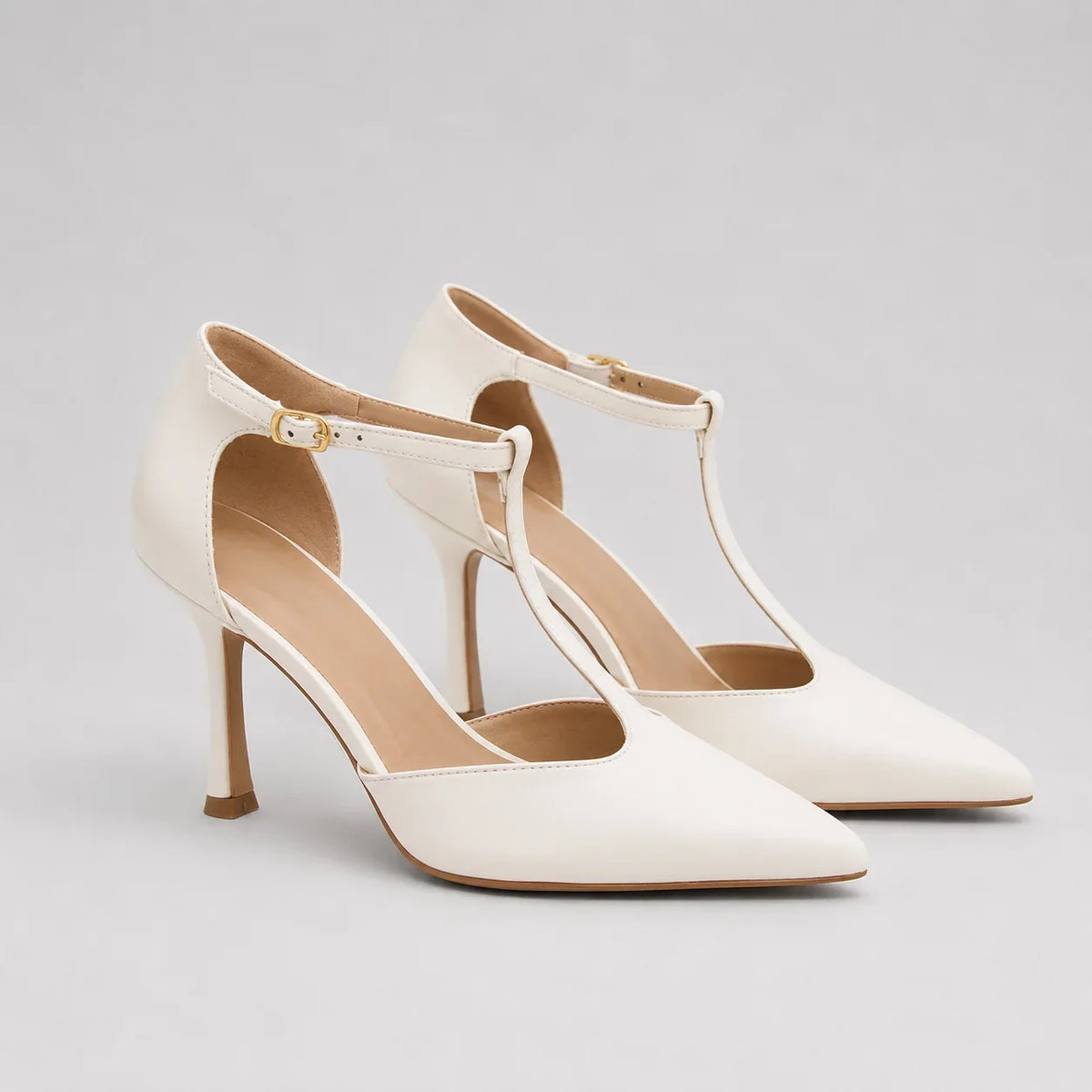 Escarpins Blancs à Bride Cheville (055D-071WH)