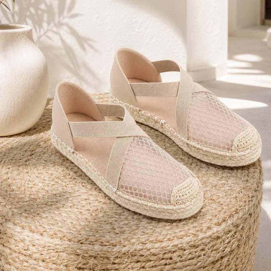 Espadrilles Beiges Ajourées à Bride Arrière (085333-297TA)