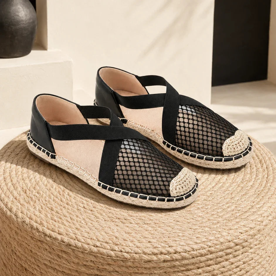 Espadrilles noires femme ajourées à bride arrière ANDREY