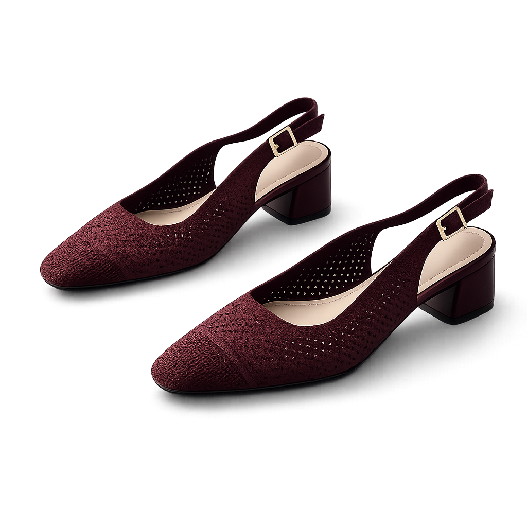 Escarpins Slingback Bordeaux Femme à Petit Talon (0255959)
