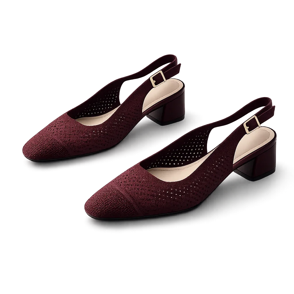 Escarpins Slingback Bordeaux à Petit Talon (0255959)