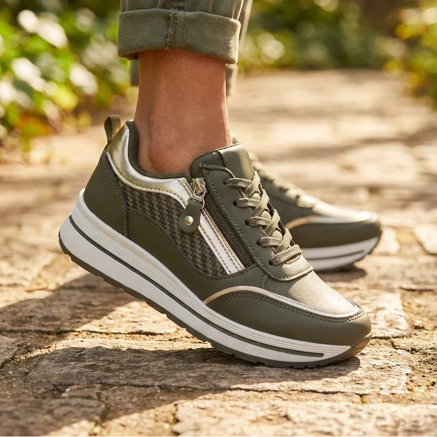 Baskets Kaki à Semelle Compensée (011DXRJ9589GR)