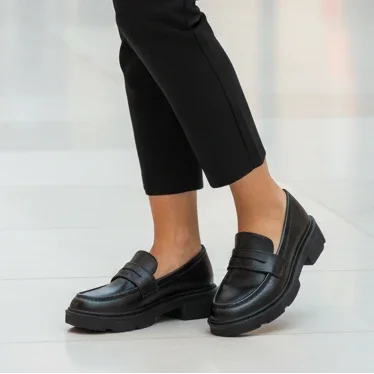 Mocassins Noirs à Semelle Épaisse (012DYH9892-1)