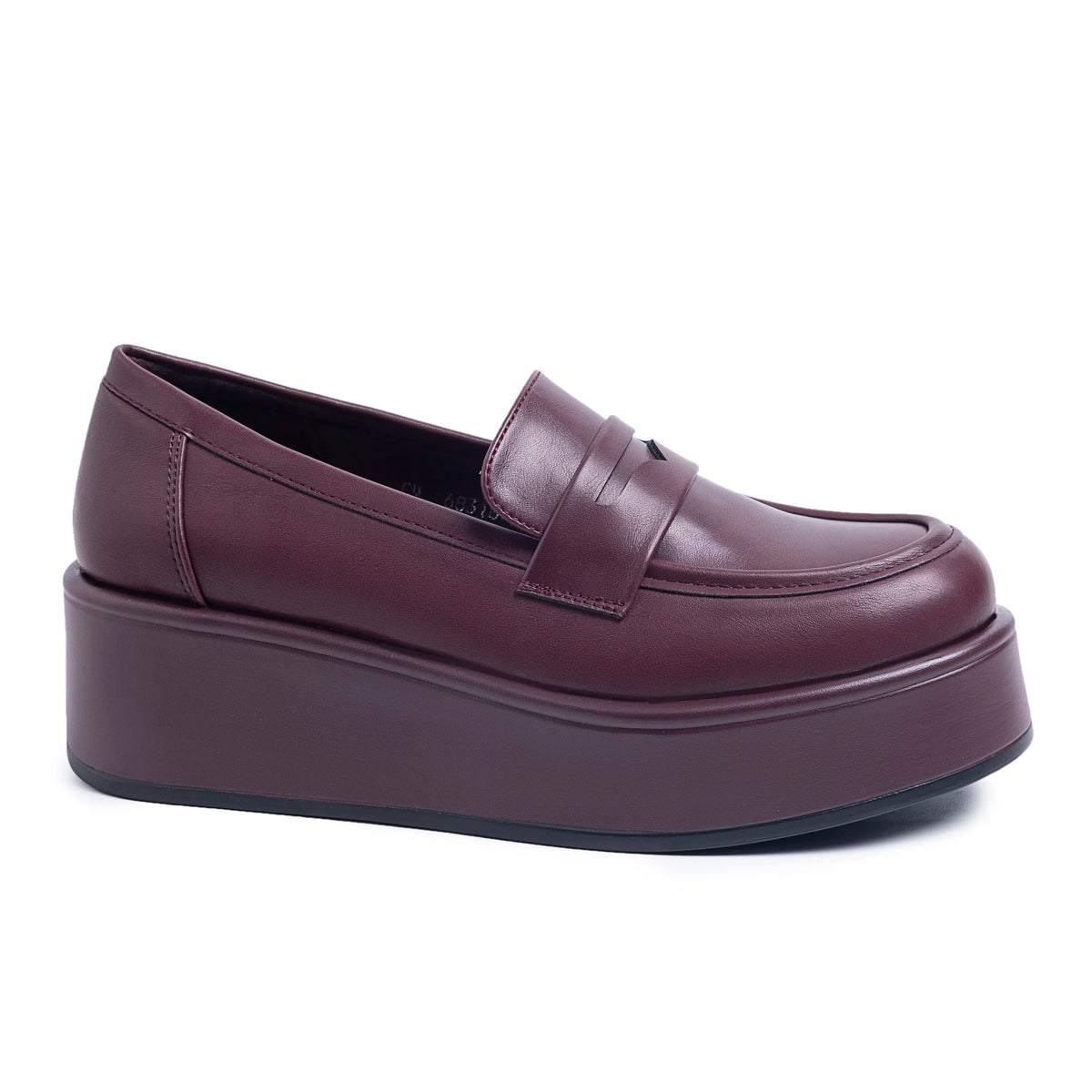 Mocassins bordeaux femme à plateforme et semelle épaisse ANDREY