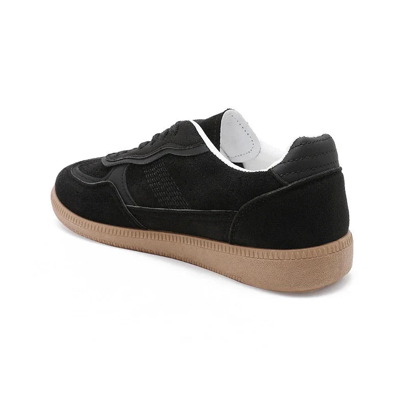 Baskets rétro noires femme en suédine à semelle gomme ANDREY