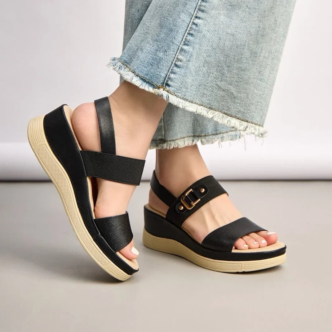 Sandales Compensées Noires Confort (0327318BK)