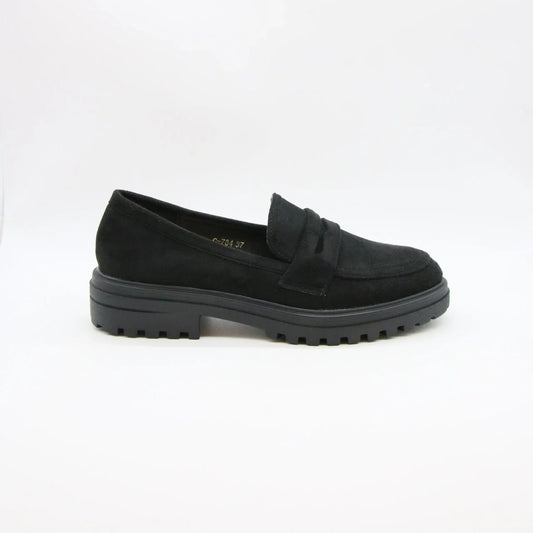 Mocassins noirs femme à semelle crantée ANDREY