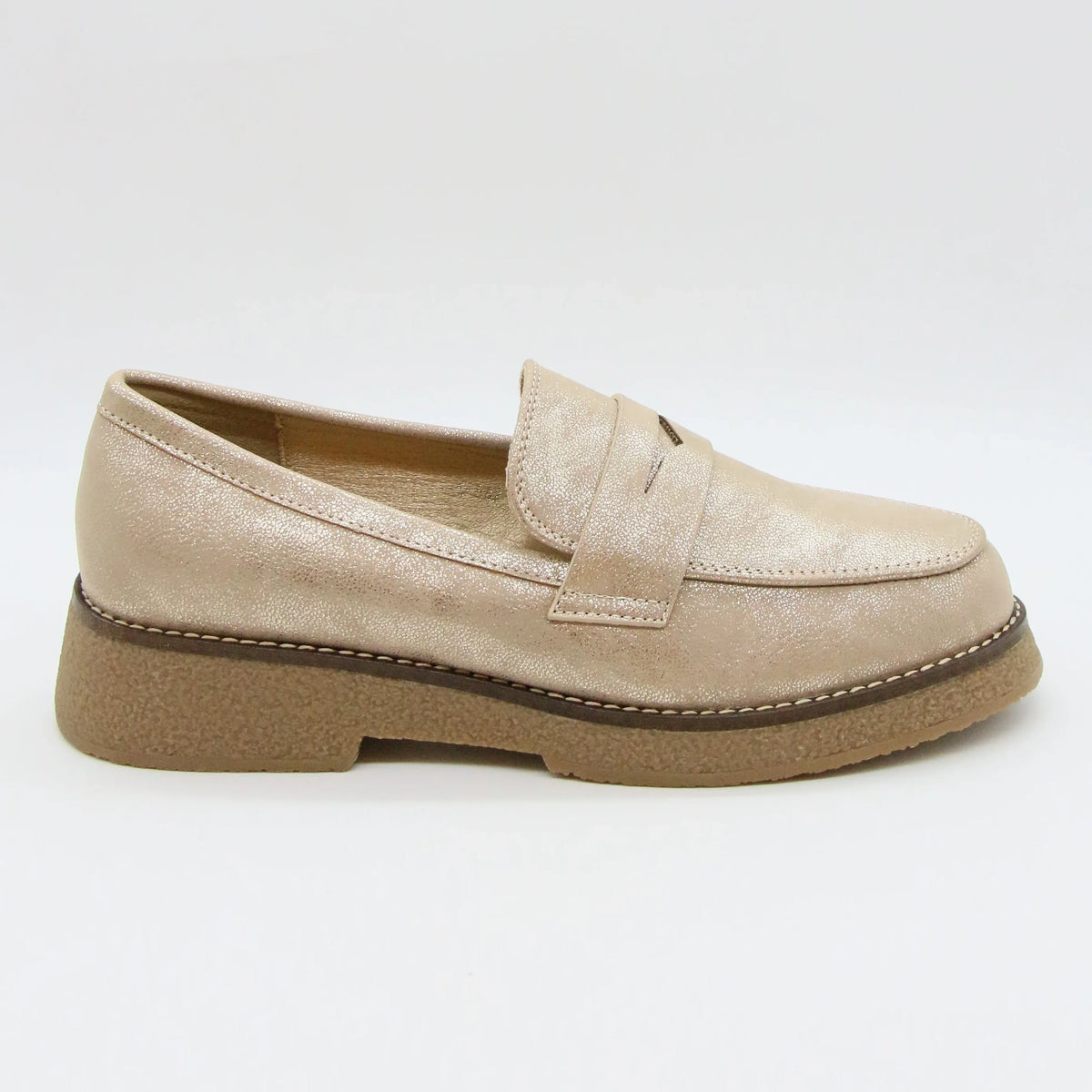 Mocassins beiges femme à semelle épaisse ANDREY