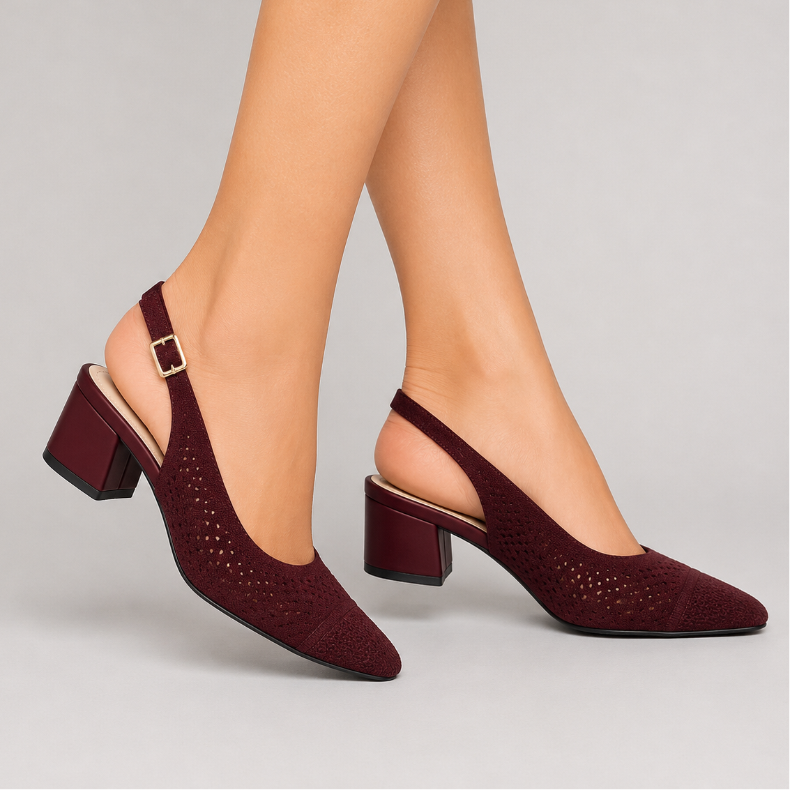 Escarpins Slingback Bordeaux Femme à Petit Talon (0255959)