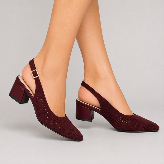 Escarpins Slingback Bordeaux Femme à Petit Talon (0255959)