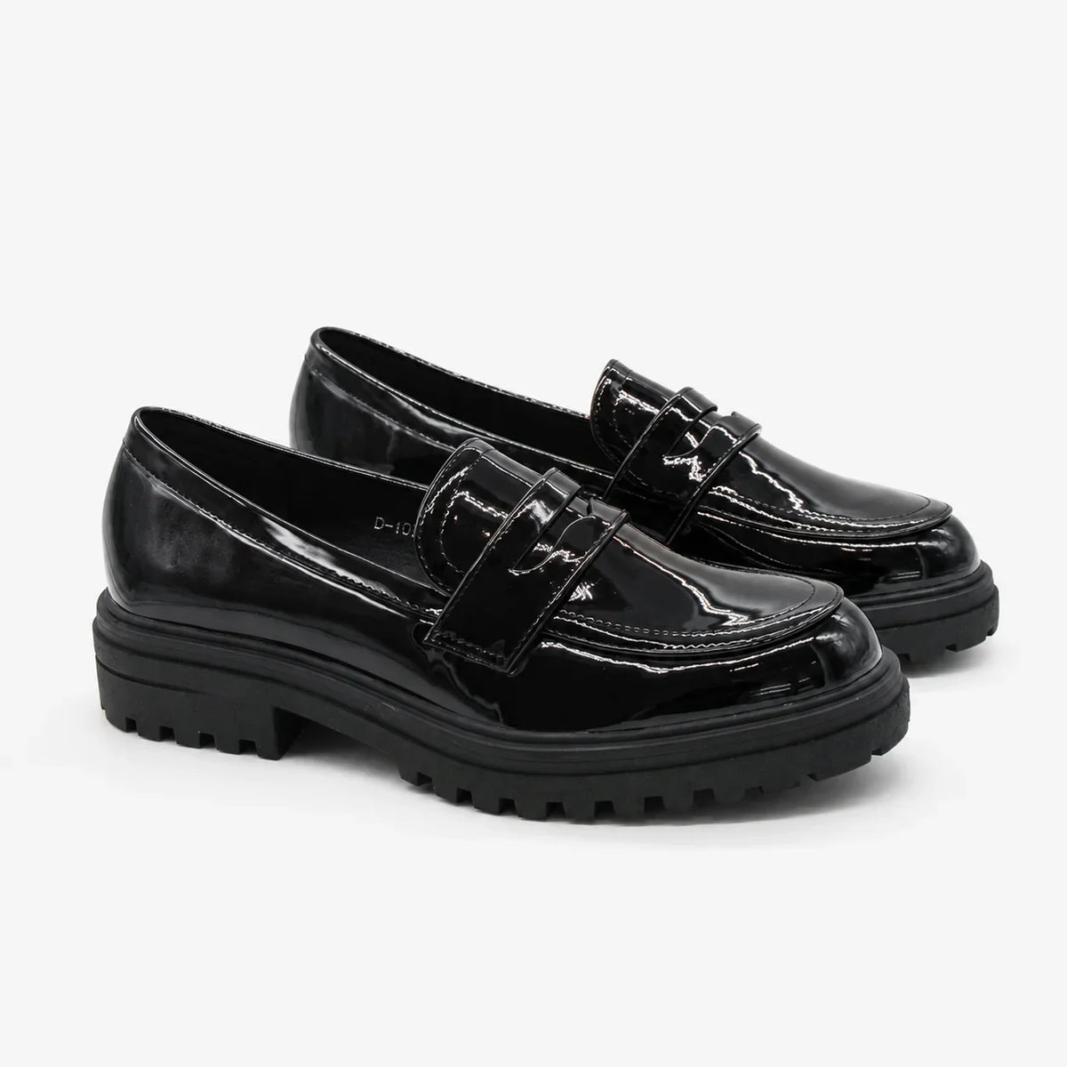 Mocassins noirs vernis femme à semelle crantée ANDREY