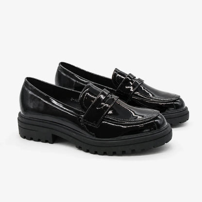 Mocassins noirs vernis femme à semelle crantée ANDREY