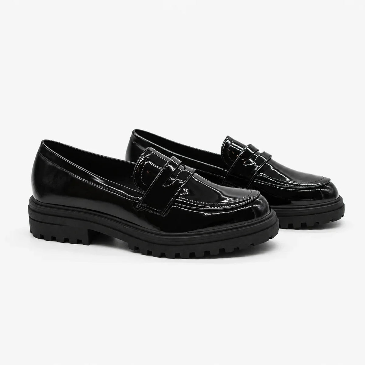 Mocassins noirs vernis femme à semelle crantée ANDREY