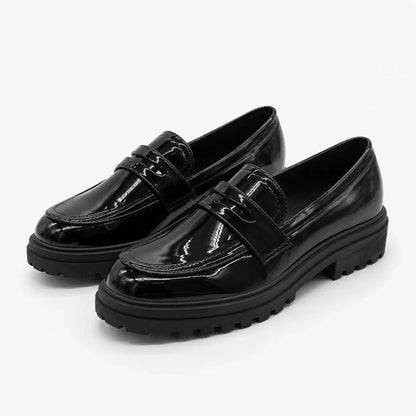 Mocassins noirs vernis femme à semelle crantée ANDREY