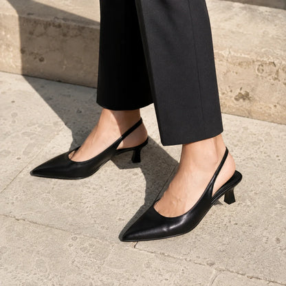 Escarpins Slingback Noirs à Petit Talon (002BLLH8573)
