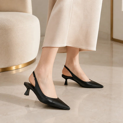 Escarpins Slingback Noirs à Petit Talon (002BLLH8573)