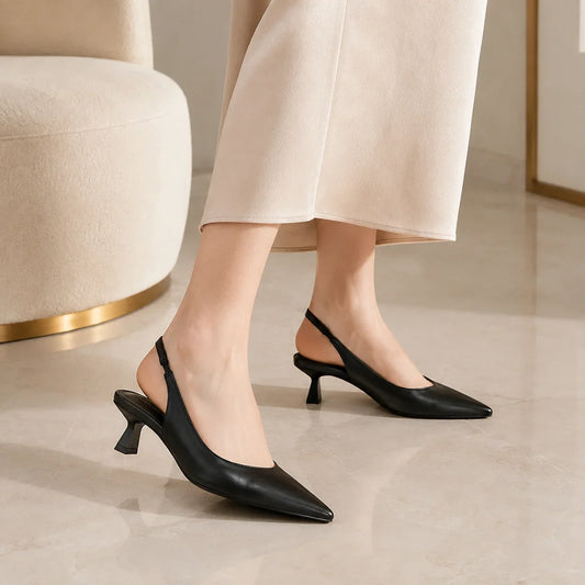Escarpins Slingback Noirs à Petit Talon (002BLLH8573)