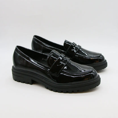 Mocassins noirs vernis femme à semelle crantée ANDREY